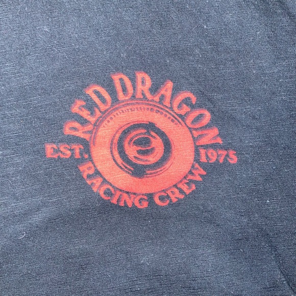Lucky Brand Red Dragon Racing Crew Black T-Shirt - Size Medium - Picture 2 of 6